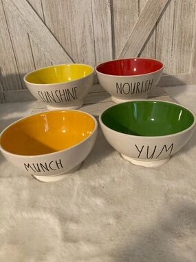 Rae Dunn Ceramic Bowls Set - Yellow, Red, Orange, Green Interiors